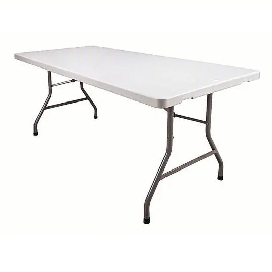 KVM Tools KV4GE26 Rectangle Folding Table, 30" W, 72" L, 29" H, Blow Molded Polyethylene Top, White