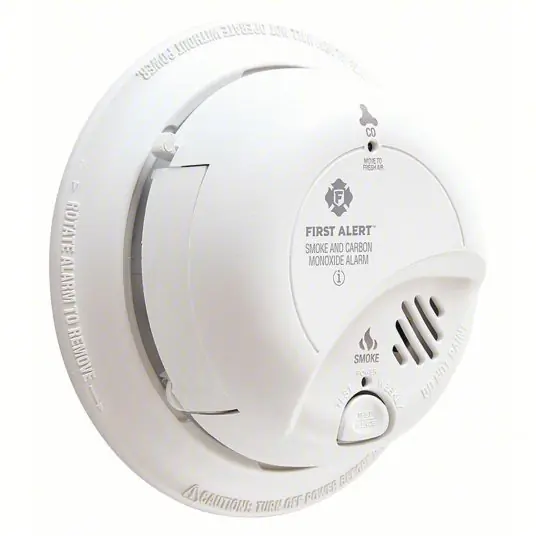 BRK SC9120B Carbon Monoxide and Smoke Alarm, Electrochemical, Ionization Sensor, 85 dB @ 10 ft Audible Alert