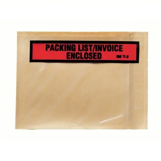 3M PLE-T2 Packing List Envelope, Clear, PK1000, Height 6"