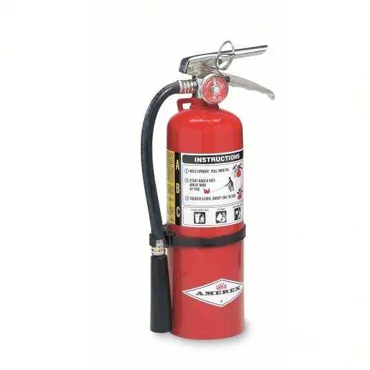 Amerex B424 Fire Extinguisher, Class ABC, UL Rating 2A 10B C, Discharge Time 14 sec, 5 lb capacity, 18 ft Range