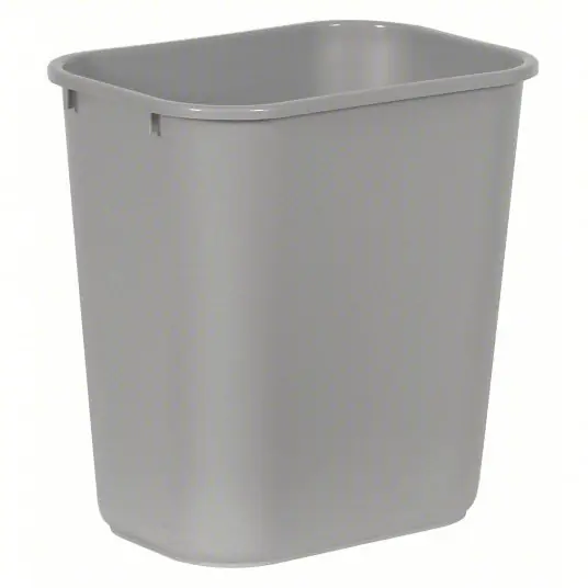 Rubbermaid FG295600GRAY Rectangular Wastebasket, 7 gal, LLDPE, Open Top, Plastic, Gray