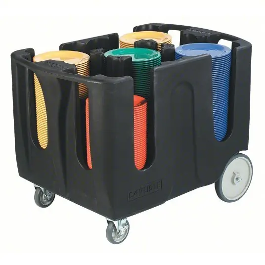 Carlisle ADD403 Dish Dolly, 4 Dividers, Black