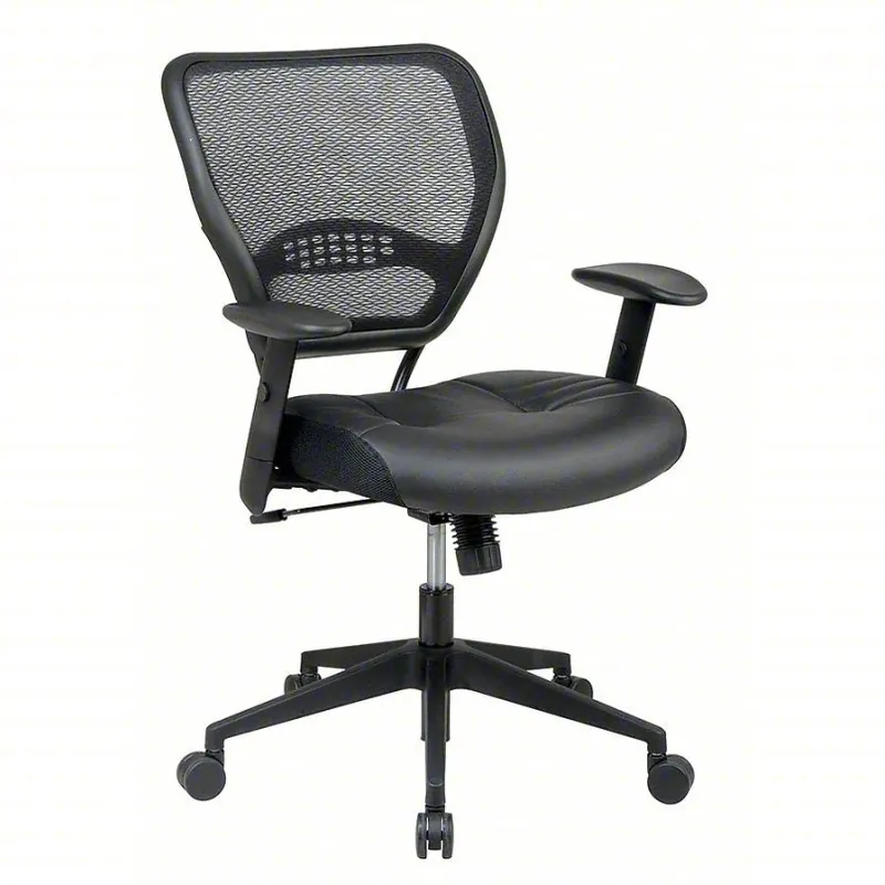Office Star 5700E Desk Chair Adj Arm, Black, Mesh, 250 lb Wt Capacity, 19 in to 23 in Nom. Seat Ht. Range
