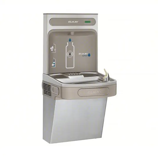 Elkay EZS8WSSK Drinking Fountain /W Bottle Filler On-Wall, Refrigerated, 39 1/8 in Ht, SS