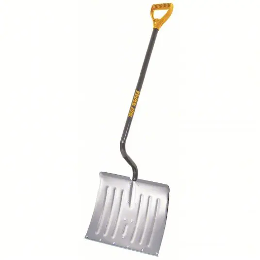 True 1638900 Snow Shovel 18 in Blade Wd, Steel, 39 in Handle Lg, D-Grip, 14 1/2 in Blade Ht