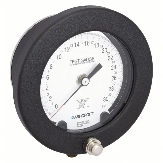 Ashcroft 45-1082AS 02L 30 PSI Pressure Gauge, 0 to 30 psi, 1/4 in MNPT, Aluminum, Black