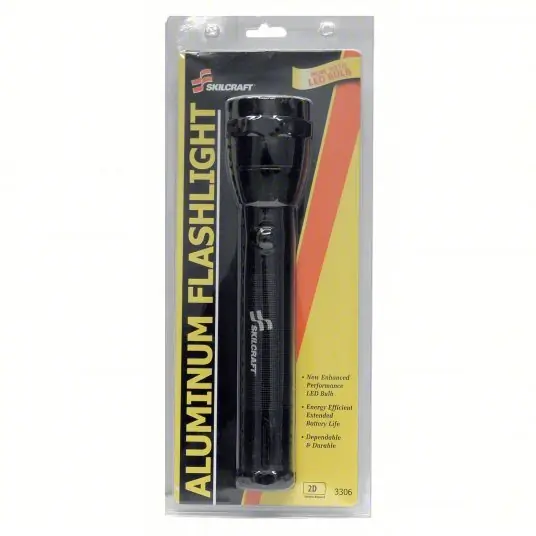 Ability One 6230-01-513-3306 Flashlight 1,601 lm Max Brightness, 3 hr Run Time at Max Brightness, Black, 2 Batteries