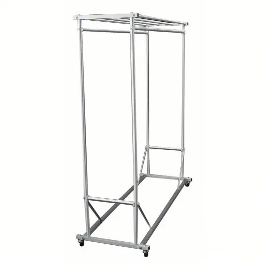 Glaro 135-5SA Double Sided Mobile Coat Rck, 60 In, Satin