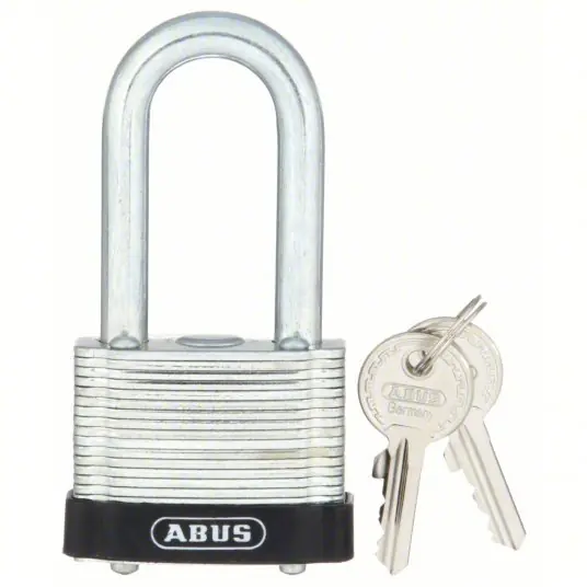 Abus 41HB/50 KD Keyed Padlock, Open, Square Recycled Steel Body, Hardened Steel Shackle, 15/16 in W