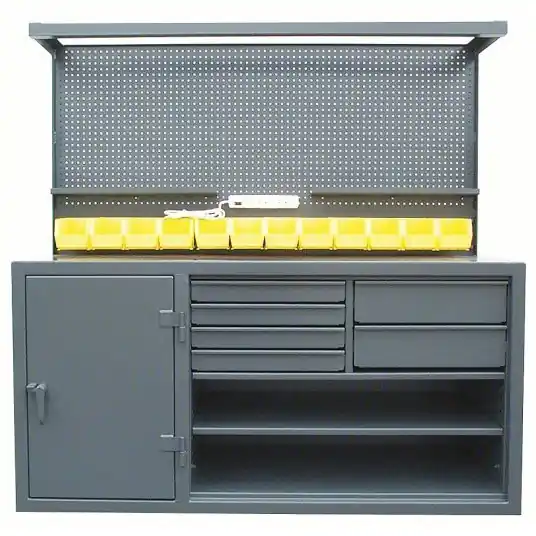 Strong Hold 63-WB-303-6DB-12B Mobile Work Bench, Steel, 72" W, 36" Ht, Gray, Steel