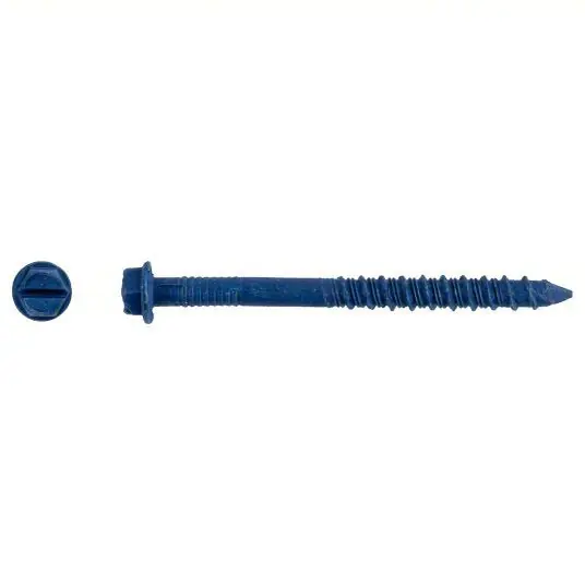 Tapcon 3159407 Masonry Screw, 1/4" Dia., Hex, 2 3/4 in L, Steel Blue Climaseal, 100 PK