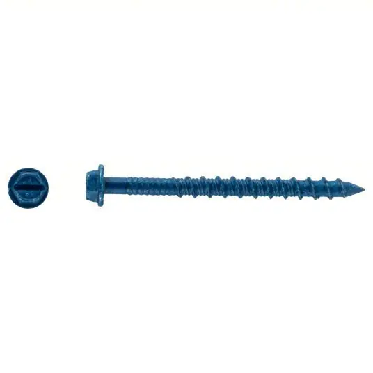 Tapcon 3143407 Masonry Screw, 3/16" Dia., Hex, 2 1/4 in L, Steel Blue Climaseal, 100 PK