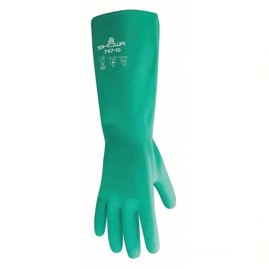 Showa 747-10 19" Chemical Resistant Gloves, Nitrile, 10, 1 PR
