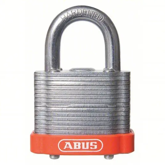 Abus 19325 Keyed Padlock, Open, Rectangular Steel Body, Hardened Steel Shackle, 3/4 in W