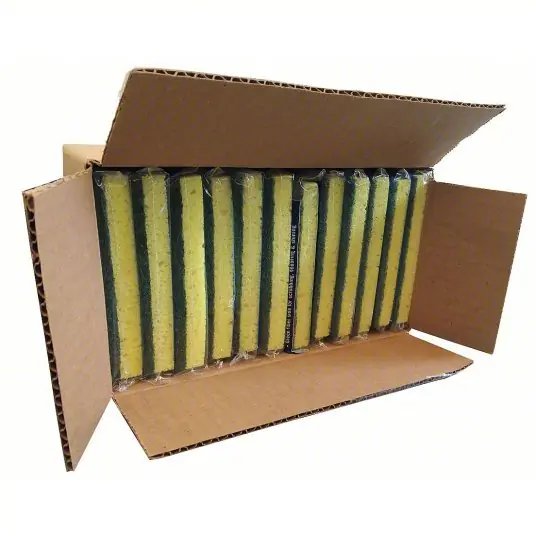 Ability One 7920-01-463-2977 Scrubber 4 3/4 in L Green/Yellow PK12