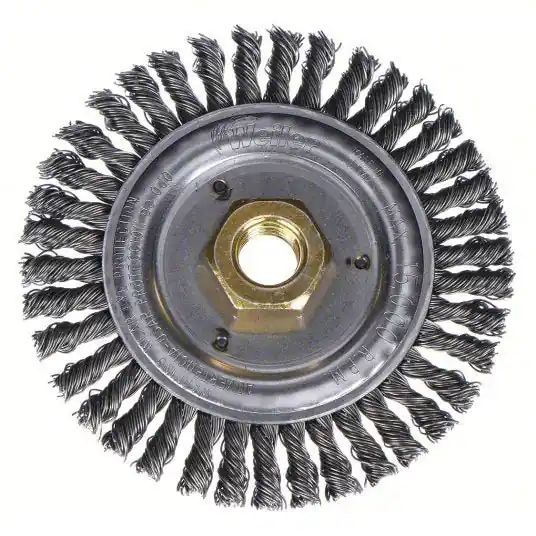 Weiler 94043 Wire Wheel Brush 4 1/2 in Brush Dia., 5/8"-11 Arbor Hole, 0.02 in Wire Dia., Carbon Steel