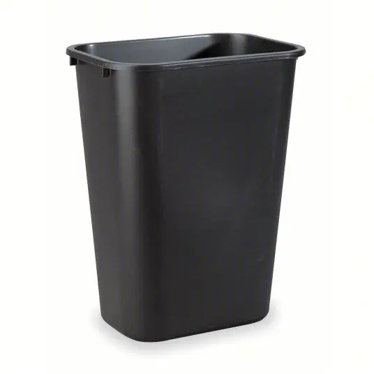 Rubbermaid FG295700BLA Wastebasket Rectangular, Black, 10 gal Capacity, 15 1/4 in Wd/Dia