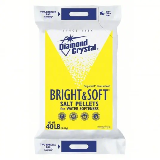 Diamond Crystal 100012407 Water Softener Salt Pellets, 40 lb Bag, Bright & Soft, 99.8% Purity, NSF Certified