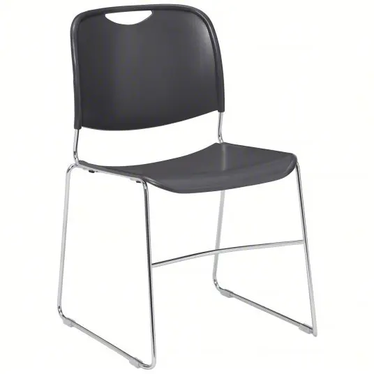 National 8502 Stacking Chair, Polypropylene Seat, No Arm, Gray, PK4