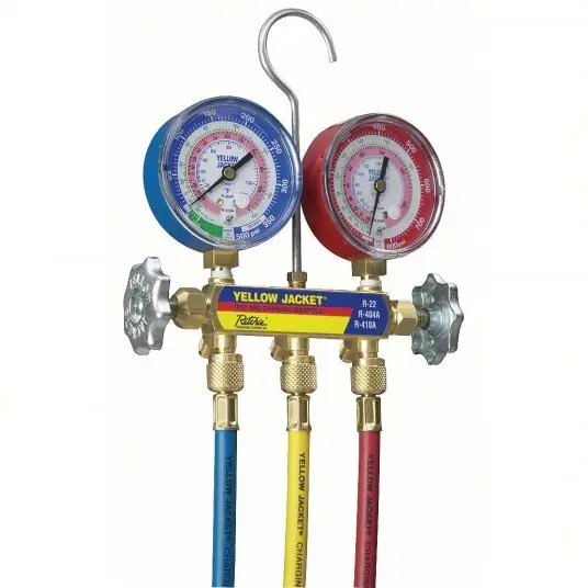 Yellow Jacket 42004 Mechanical Manifold Gauge Set, 2 Valves, 3 Hoses