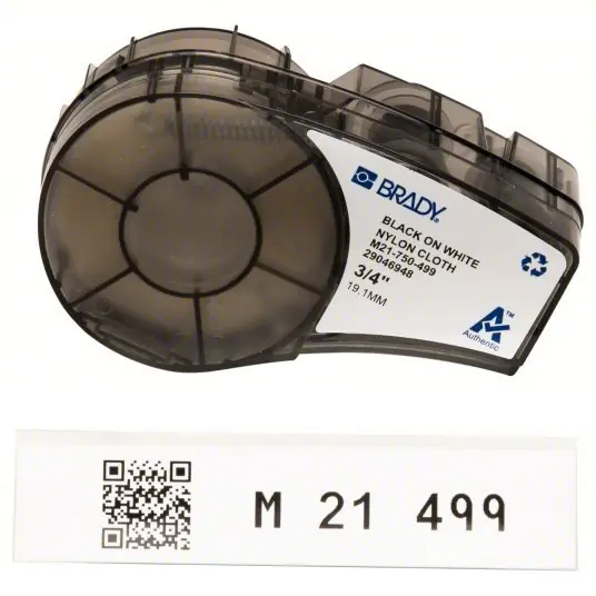 Brady M21-750-499 Nylon Cloth Wire & Cable Labels, 3-4"W X 16‘L, Black-White