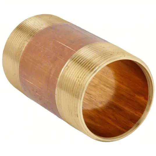 KVM Tools 595-050GR Nipple Red Brass, 4 in Pipe Size, 5 in Overall Lg, Threaded, Sch 40 PK6