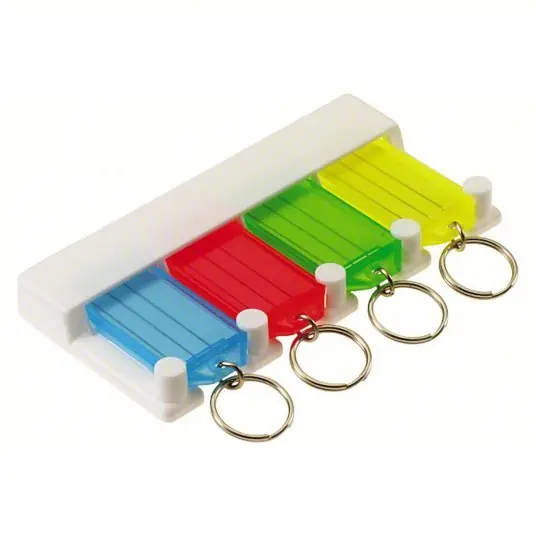 Lucky Line 60540 Key Tag Rack, 1/2 in Ht, 5 in Wd, Blue/Green/Red and Yellow