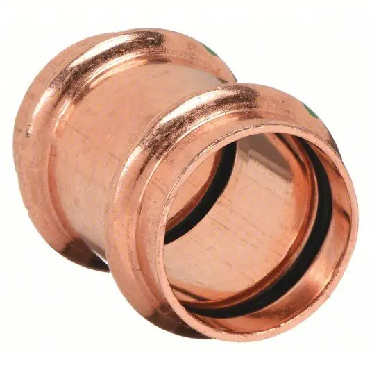 Viega 78177 Coupling No Stop Copper, Press-Fit x Press-Fit, 3/4 in x 3/4 in Copper Tube Size