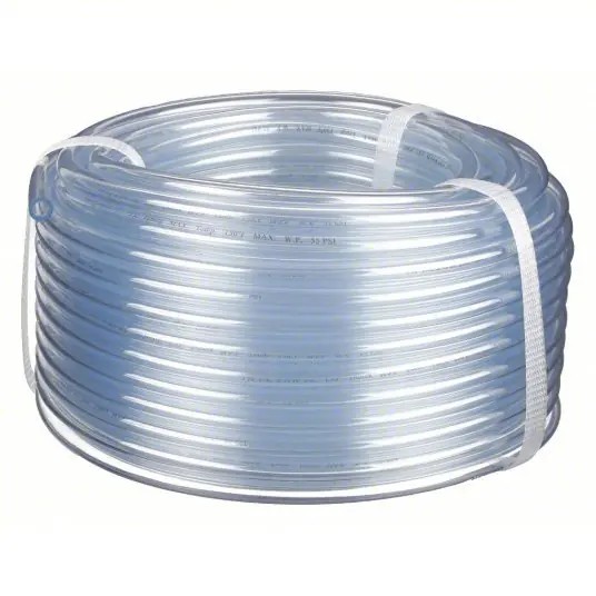 KVM Tools KV4EGU7 Tubing PVC, Clear, 1/4 in Inside Dia, 7/16 in Outside Dia, 100 ft Overall Lg, Shore A 73