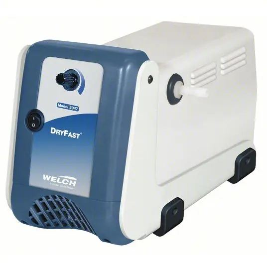 Welch 2037B-01 Vacuum Pump 1/5 hp Output Power, 1.8 cfm Free Air Displacement, 28.5 in Hg Max Vacuum