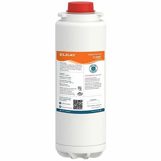 Elkay 51299C Replacement Filter Cartridge 1.5 gpm, 1,500 gal, 9 1/2 in Overall Ht, 3 1/4 in Dia
