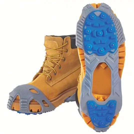 Winter Walking JD6625-L Traction Device Ball/Heel Footwear Coverage, Rubber, Stud, 11 in L x 4-1/2 in W x 2 in H, Blue/Gray