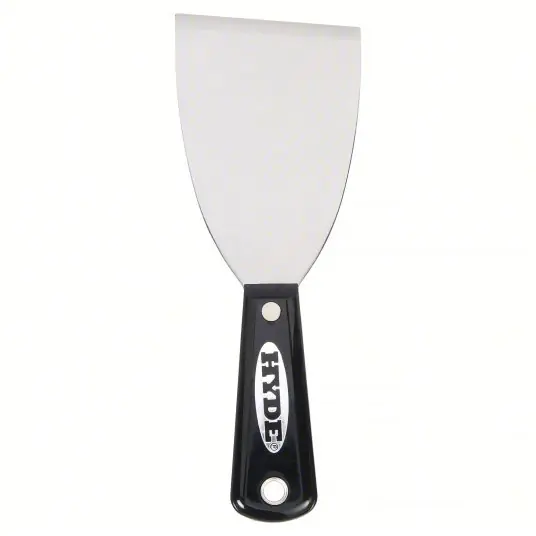 Hyde 02400 Scraper 3 in Blade Wd, Carbon Steel, 3 3/4 in Blade Lg, Chisel/Full Tang, Nylon, Black/Silver