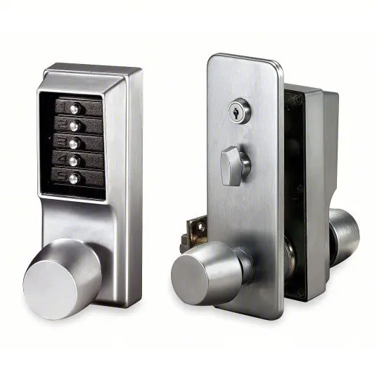 Kaba 1031-26D-41 Mechanical Push Button Lockset Knob, Entry, Factory Left/Field Reversible, Satin Chrome