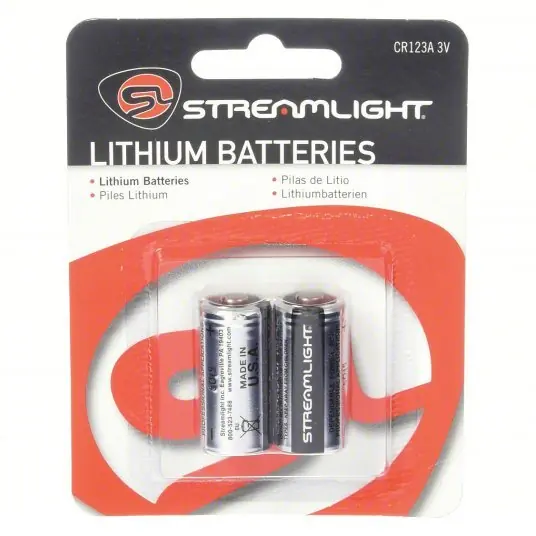 Streamlight 85175 CR123A Battery Size, Lithium, 1,400 mAh Capacity, 3V DC, 2 PK