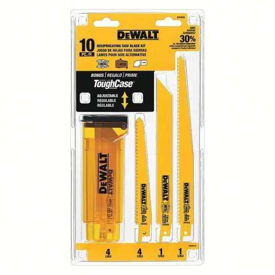 Dewalt DW4898 Reciprocating Saw Blade Set 10 Pieces, Reciprocating Saw Blade Set, 6 in_8 in_9 in Blade Lg