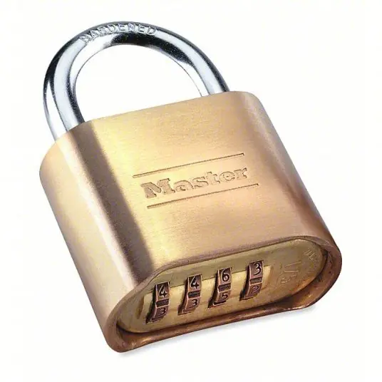 Master Lock 175D Resettable Combination Padlock, 2" Wide, Brass