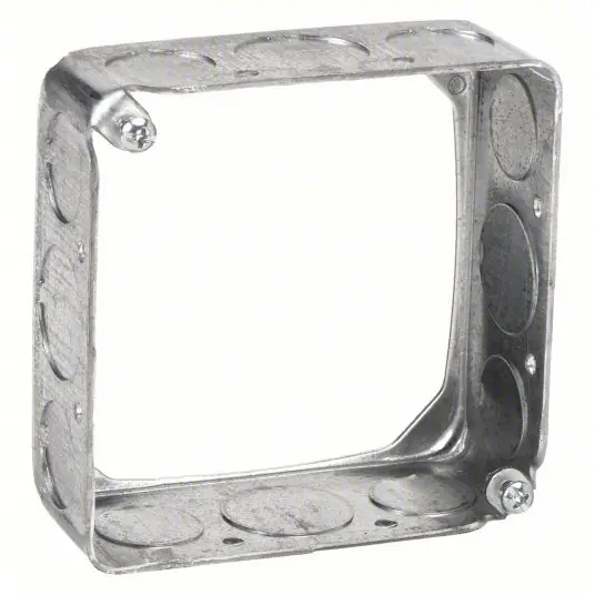 Raco 203 Extension Ring Galvanized Steel, 1 1/2 in Nominal Dp, 4 in Nominal Wd, 4 in Nominal Lg, 2 Gangs