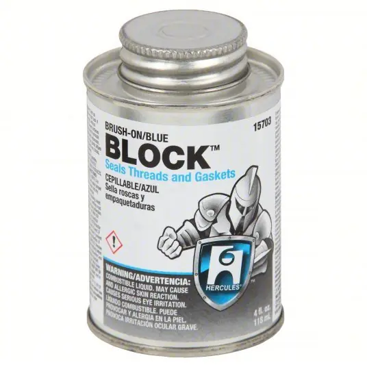 Hercules 15703 Pipe Thread Sealant Brush-On Blue Block, 4 fl oz, Brush-Top Can, Blue