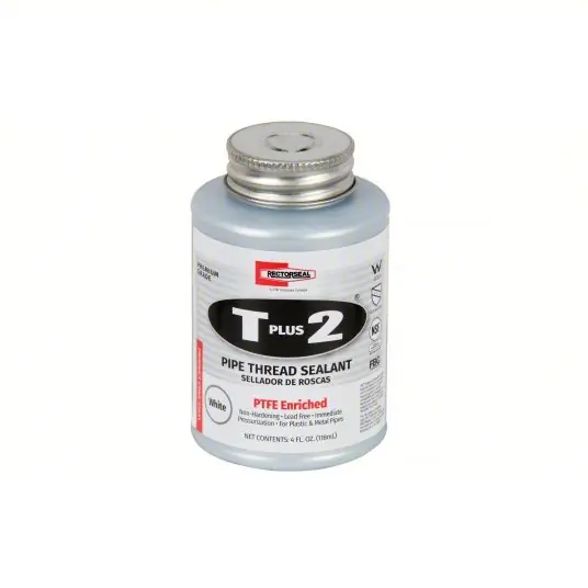 Rectorseal 23631 Pipe Thread Sealant T Plus 2, 4.8 fl oz, Brush-Top Can, White