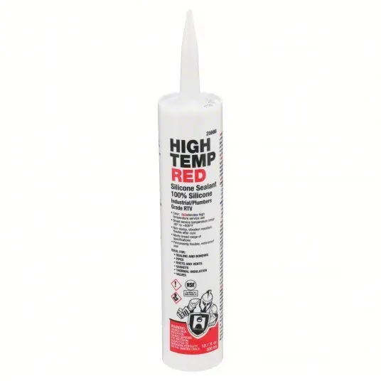 Hercules 25666 Silicone Sealant High Temp, Red, 10 oz, Cartridge, 301% to 500% Elongation Range