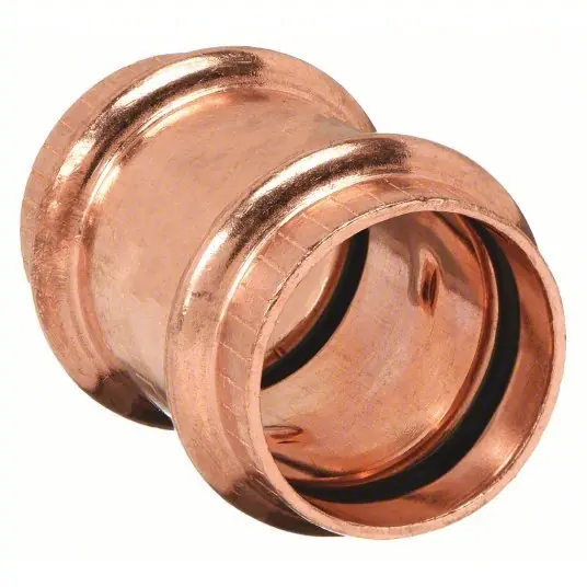 Viega 78047 Coupling with stop Copper, Press-Fit x Press-Fit, 1/2 in x 1/2 in Copper Tube Size
