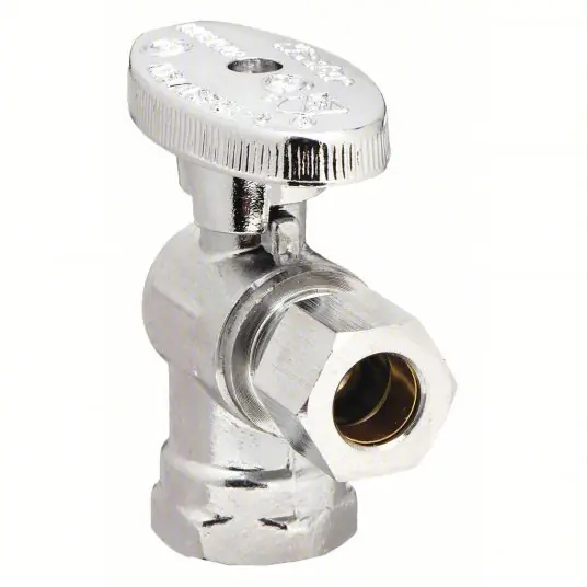 Kissler 88-9200 Quarter-Turn Supply Stop Angle Body, 3/8 in Inlet Size, 3/8 in Outlet Size, 40° to 180°F