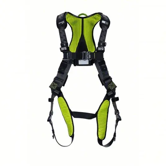 Honeywell H7IC1A4 Fall Protection Harness, Racing Style, 3XL/4XL, Polyester, Black/Green