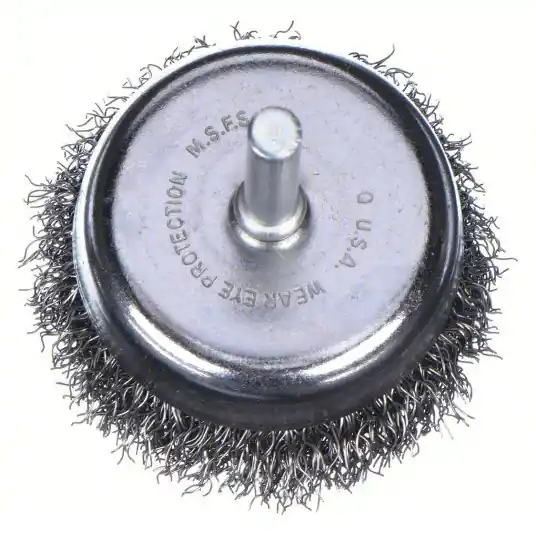 Weiler 90116 Cup Brush Crimped Steel, 1 3/4 in Brush Dia, 1/4 in Shank, 0.012 in Fill Dia, 3/4 in Fill Lg