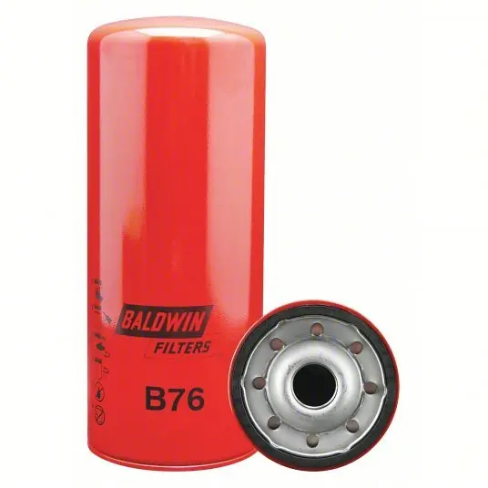 Baldwin B76 Oil Filter 1-1/8" Thread Size Automotive Filters, 10 7/16 in Lg, Oil, Spin-On