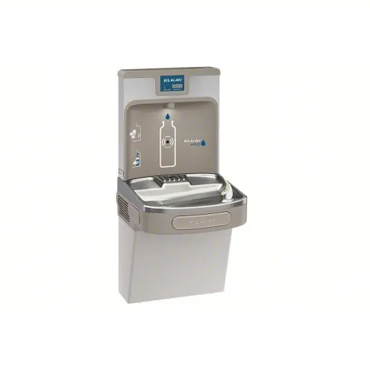 Elkay LZS8WSLP Drinking Fountain with Bottle Filler On-Wall, Refrigerated, 39 1/2 in Ht, Gray, Filtered