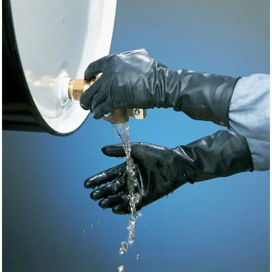 Honeywell North B131R/8 Chemical Resistant Gloves 13 mil Glove Thick, 11 in Lg, 8 Size, Black, 1 PR
