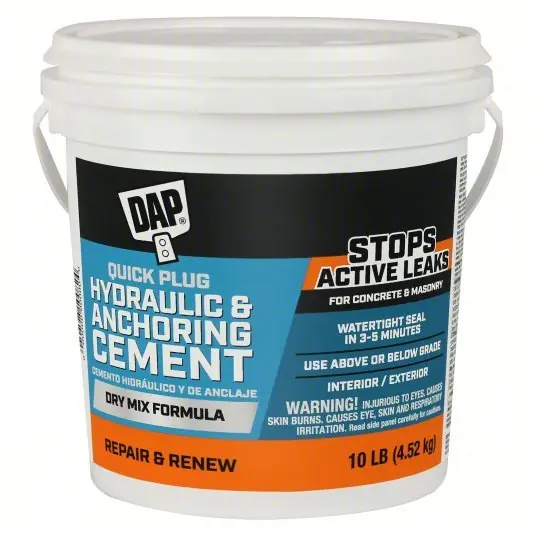 DAP 14090 Hydraulic Cement Quick Plug, Cement, 10 lb Container Size, Pail, Gray