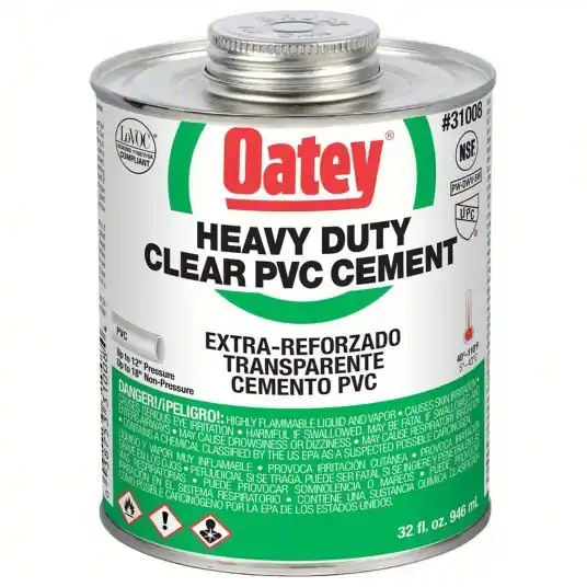 Oatey 31008 Pipe Cement Heavy Duty, 32 fl oz, Brush-Top Can, Clear